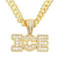 Hip Hop Splicing Square Diamond Baguette Cool Letter Ice Charm Pendant Trendy Alloy Cuban Chian Necklace Jewelry