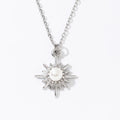 Good Quality Retro Silver Plated Stainless Steel Zircon Round Pearl Star Pendant Necklace