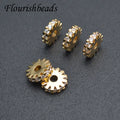Lead and Nickel Silver Gold Plating CZ Paved Round Slice Spacer for Bracelet Necklace Making