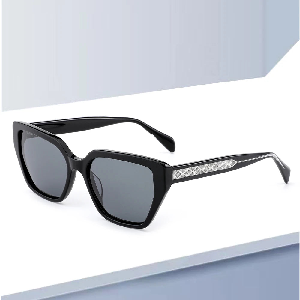 Trendy Modern Retro Sunglasses for Women Custom Logo Oversized Sun Glasses Cat Eye Acetate Frame Tac Polarized Modern Fashion