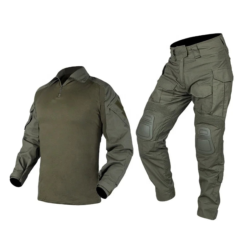 IDOGEAR Men G3 Camo Camouflage Clothing Tactical BDU Combat Uniforms with Knee Pads Elbow Pads Hunting Clothes Frog Suit