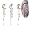 Luxury Designer Cross Border Tassel Jewelry Metal Hair Pin Slide Accessories Crystal Star Moon Long Chain Embellished Hair Clips