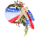 Cross-border Wholesale American Independence Day Garland Simulation Flower Bow Tie Rattan+Fabric 35x45cm National Wreath