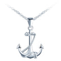 S925 Silver Anchor Pendant Necklace Trendy Simple Silver Jewelry Zircon for Wedding Engagement Party Christmas Gift for Women