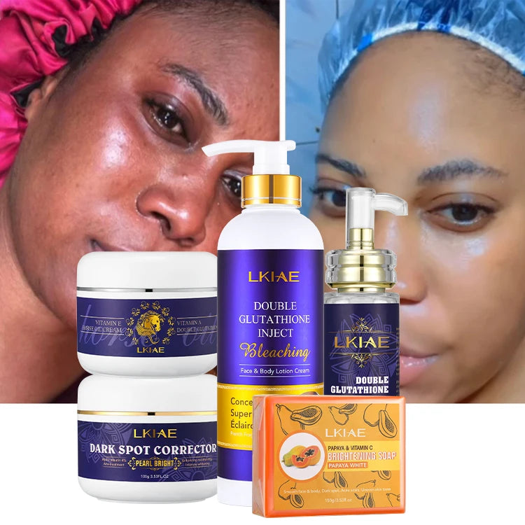 Best Selling  7 Days Whitening Cream Remove Dark Spots Double-glutathione Serum Skin Care Set (new) for African Skin Care