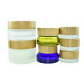 Bamboo Cosmetic Packaging Frosted Green Amber Black White Glass Jars with Bamboo Screw Lid for Eye Cream Recyclable