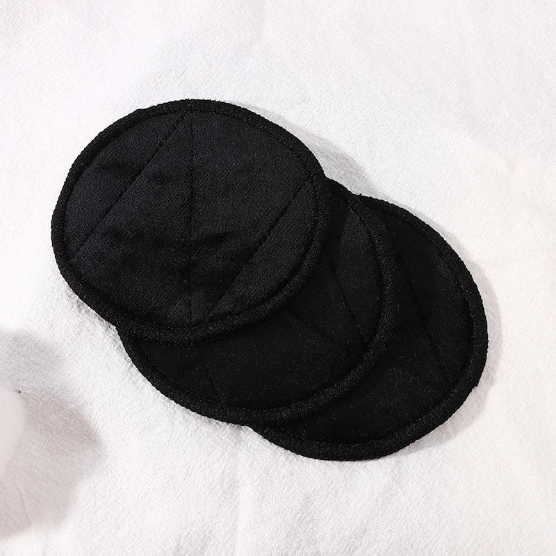 Custom Logo Reusable Cleaning Shape Facial Organic Black Bamboo Cotton Pads for Face With Laundry Bag