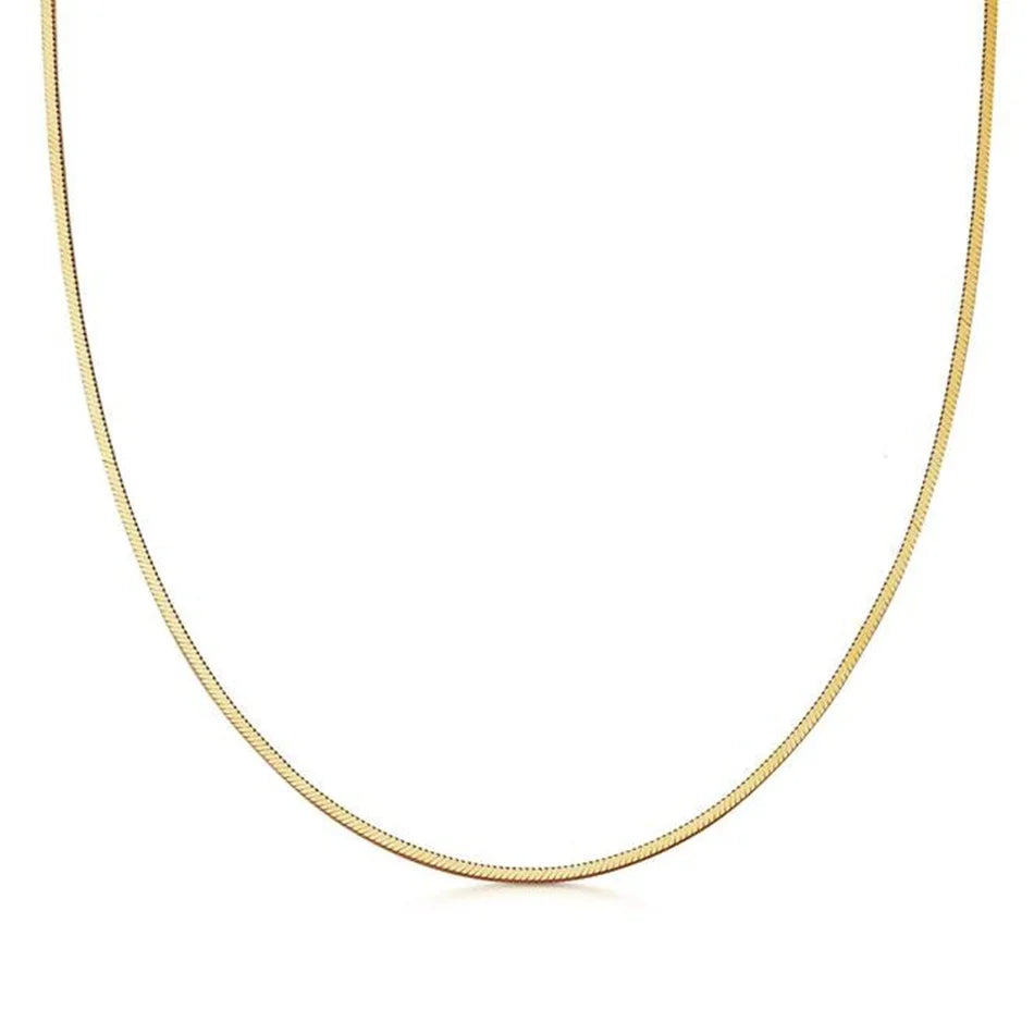 2021 Bohemia Jewelry Link Necklace 925 Silver Gold Plated Herringbone Chain Choker Necklace Women