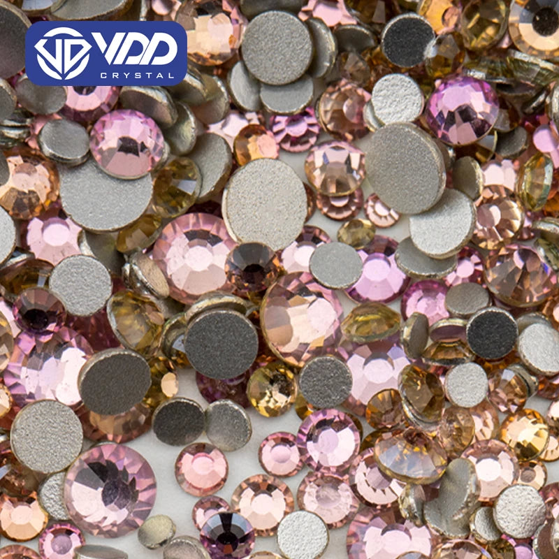 VDD 121 Pink Champagne SS4-SS30 Glass Rhinestones Crystal Flatback Strass Glitter Stones for DIY Nail Art Crafts Decorations