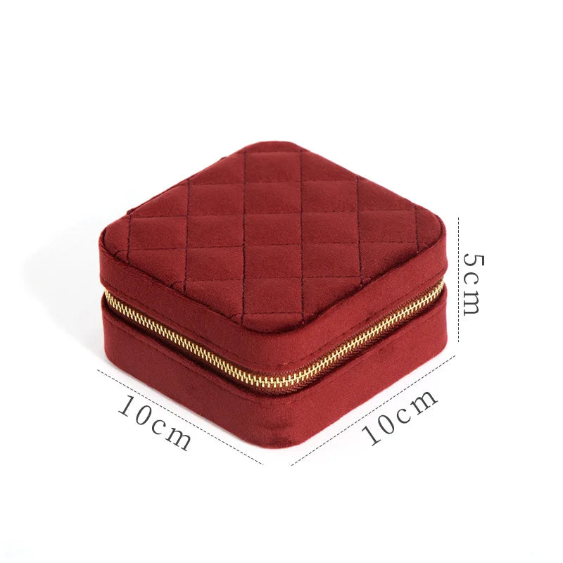 High End Mini Customize Color Creative Velvet Portable Travel Jewelry Organizer Packaging Boxes