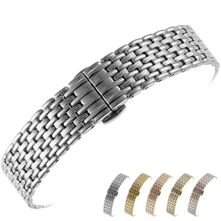 12/14/16/18/20/22MM Ultra Thin Mesh Stainless Steel Watch Band 9 Beads Straight End Bracelets Replacement for SKX RLX Watch