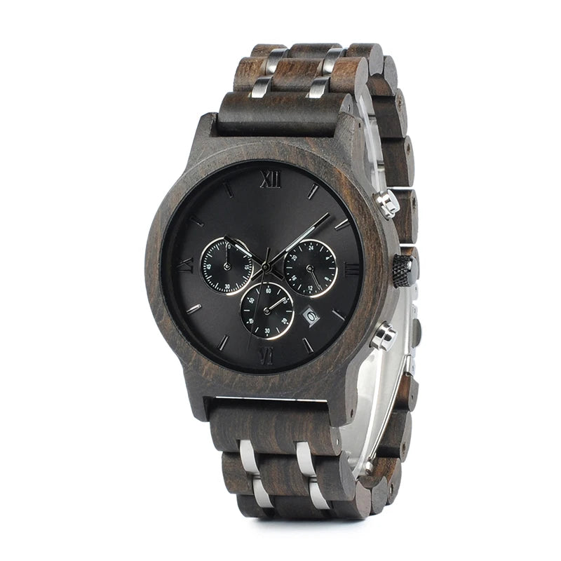 BOBOBIRD Men's Quartz Watch Stainless Steel Business Fashion Sport Chronograph Elegant Luxury Custom Logo 43mm