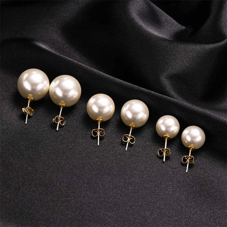 Ins Popular Simple Personality Gold Plated  925 Sterling Silver Pearl Jewelry Earrings Women
