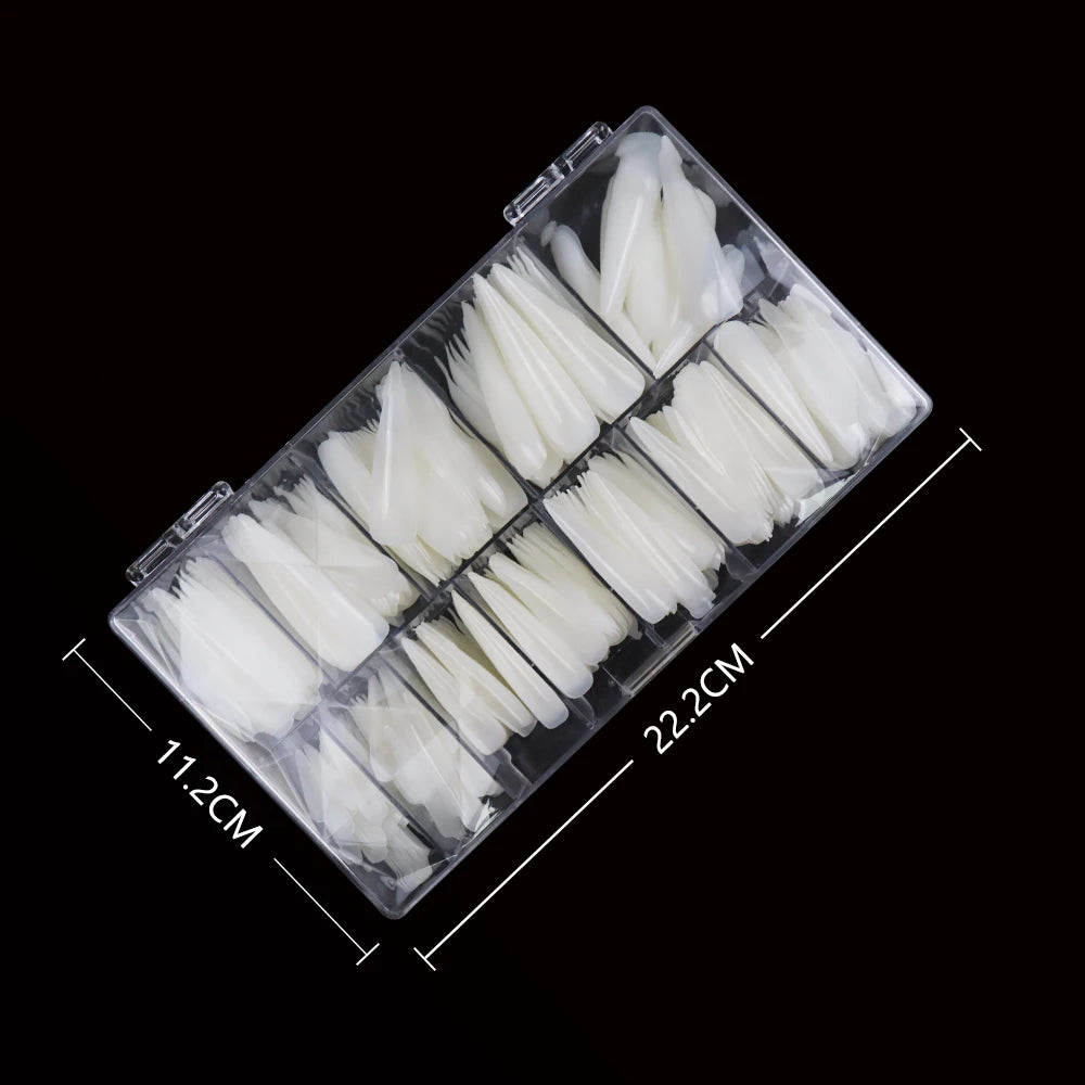 Wholesale Long Lasting Full Cover Stiletto ABS Finger Use Water Drop Flexible Soft Gel Nail Tips Natural Color Extension Tips