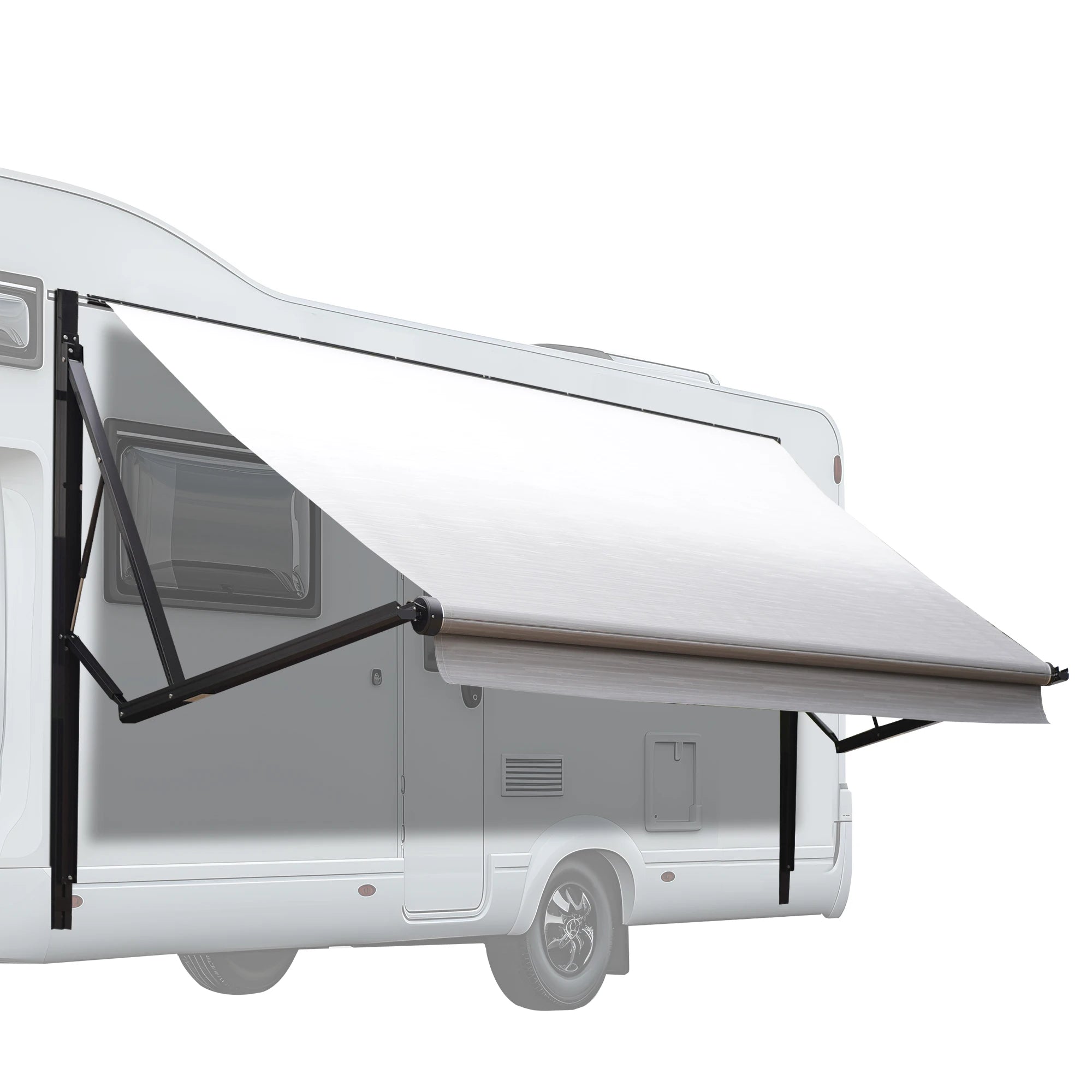 Awnlux White Motorized Modular Retractable Motorhome Trailer 5th Wheel RV Awning with Ocean Blue Fabric