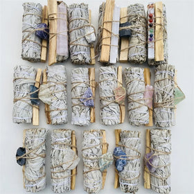 Wholesale Natural Healing Crystal Gemstone With White Sage Palo Santo Smudge Set for Decoration