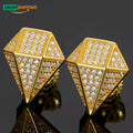 Drop Shipping NO MOQ Round Shape Diamond Moissanite Gemstones 18K Real Gold Plated Diamond Earrings VVS Moissanite Stud Earrings