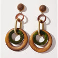 Fashion Trendy Boho Bohemian Resin Wood Resin Hoop Dangle Earrings Women Earring Jewelry Wholesale