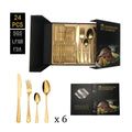 24-Piece Stainless Steel Flatware Set Eco-Friendly Customizable Logo Home Dining Cutlery Sustainable Shiny Metal Boxed Giveaways