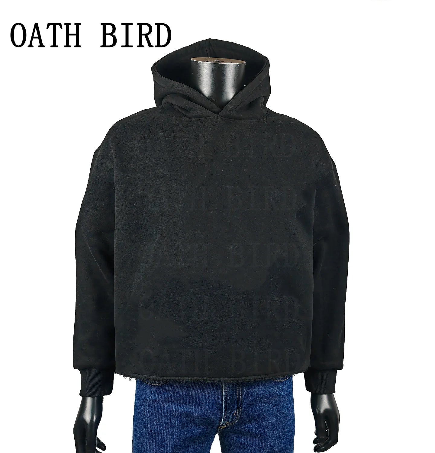 Custom Fabric Color Size Men's Hoodies Boxy Fit Cut Edge Pullover French Terry Fleece Cropped Foam Print Hoodie and Sweatshirts