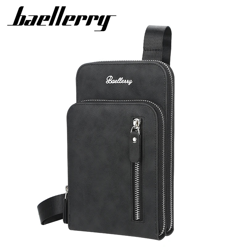 Wholesale Baellerry Custom Men's Multifunction Messenger Bag Fashionable Shoulder Chest Crossbody Hand Bag Zipper Closure PU