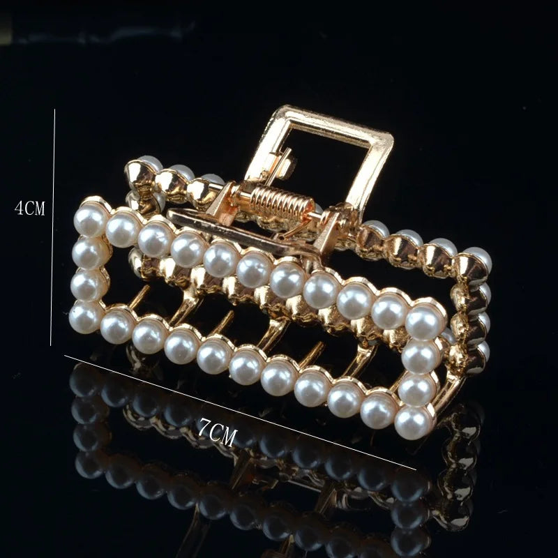 High Quality Rhinestone Crystal Metal Clips Luxury Hair Accessories Large Pear Claw Clips for Girls