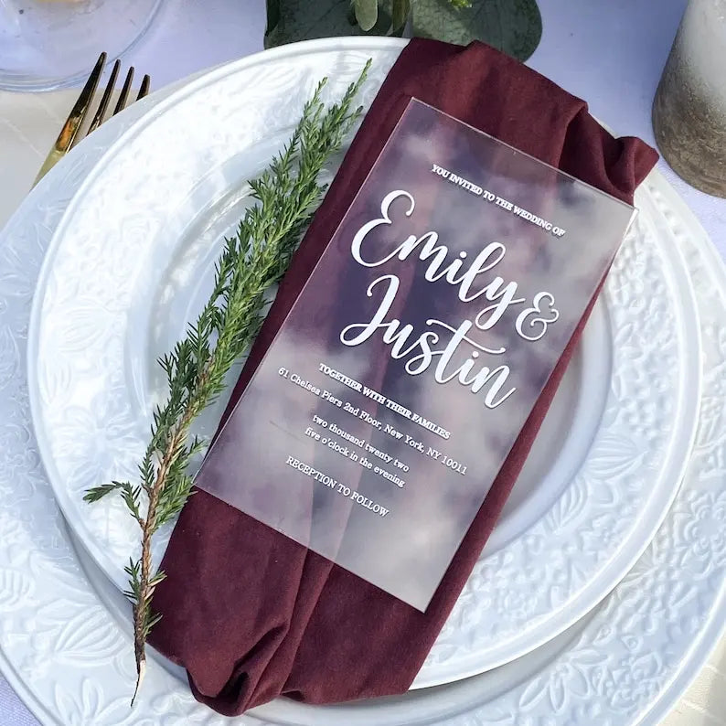 Wholesale Luxury Rustic Bridal Shower clear Acrylic Cover Rehearsal Dinner Invitations De Xv Wedding Invitation