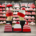 Unisex Red White Striped Pom Pom Cuff Beanie 3D Embroidery Windproof Breathable Winter Sports Travel Hat for Adults Beach Gift
