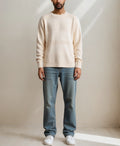 Factory Custom High End Jacquard Logo Man's Crew Neck Fleece Pullover Winter Wool Sweater for Men