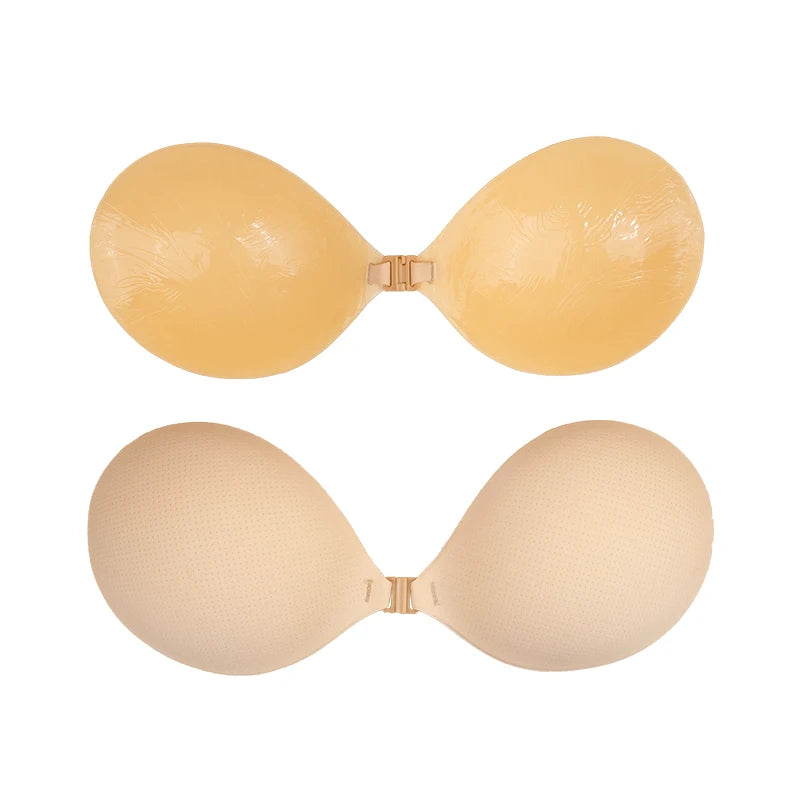 Wholesale Thin Round Shape Silk/Cotton Mesh Fabric Sexy Strapless Breathable Seamless Invisible Push up Bra for Women