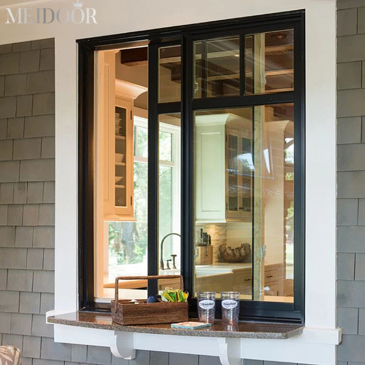 Simple Double Tempered Safety Glass Manual Slide Push System Sliding Window for Bedroom Bathroom Windows Aluminum