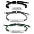 2023 Stainless Steel Blank Bar Bracelet Custom Logo Laser Print Woven Thread Rope Lucky Charm Bangle DIY Fashion Accessory