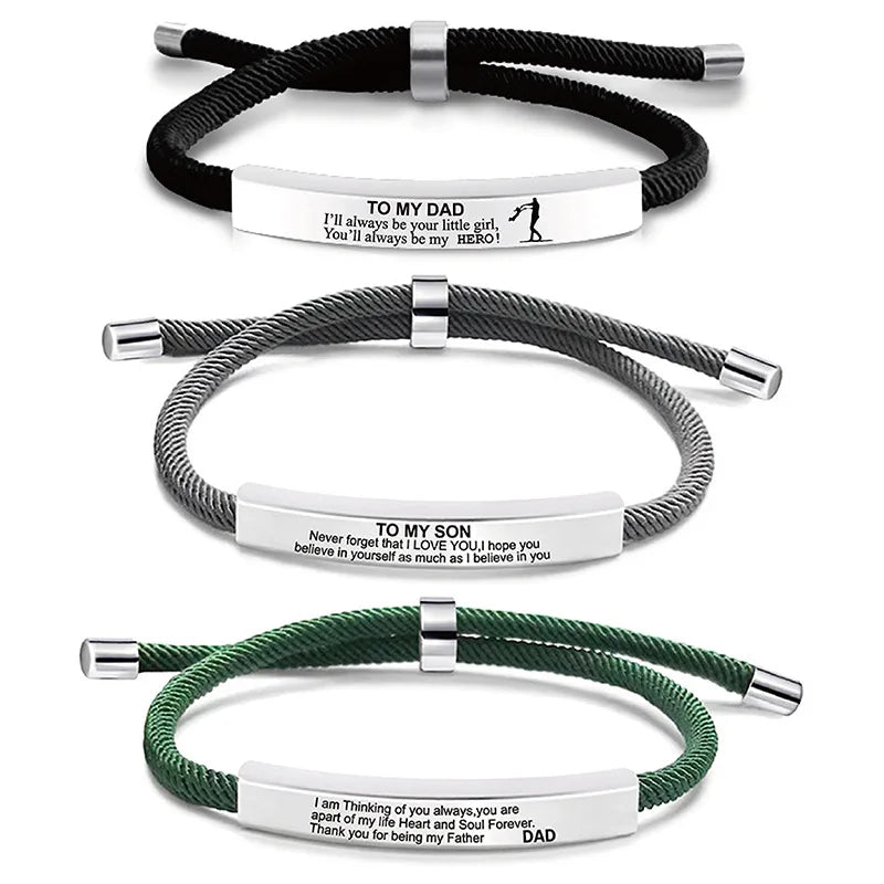 2023 Stainless Steel Blank Bar Bracelet Custom Logo Laser Print Woven Thread Rope Lucky Charm Bangle DIY Fashion Accessory