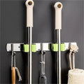Multifunctional Durable Wall Mounted Punch Free Single Mop Clips Rack Kitchen Bathroom Garage Stainless Steel Cleaning