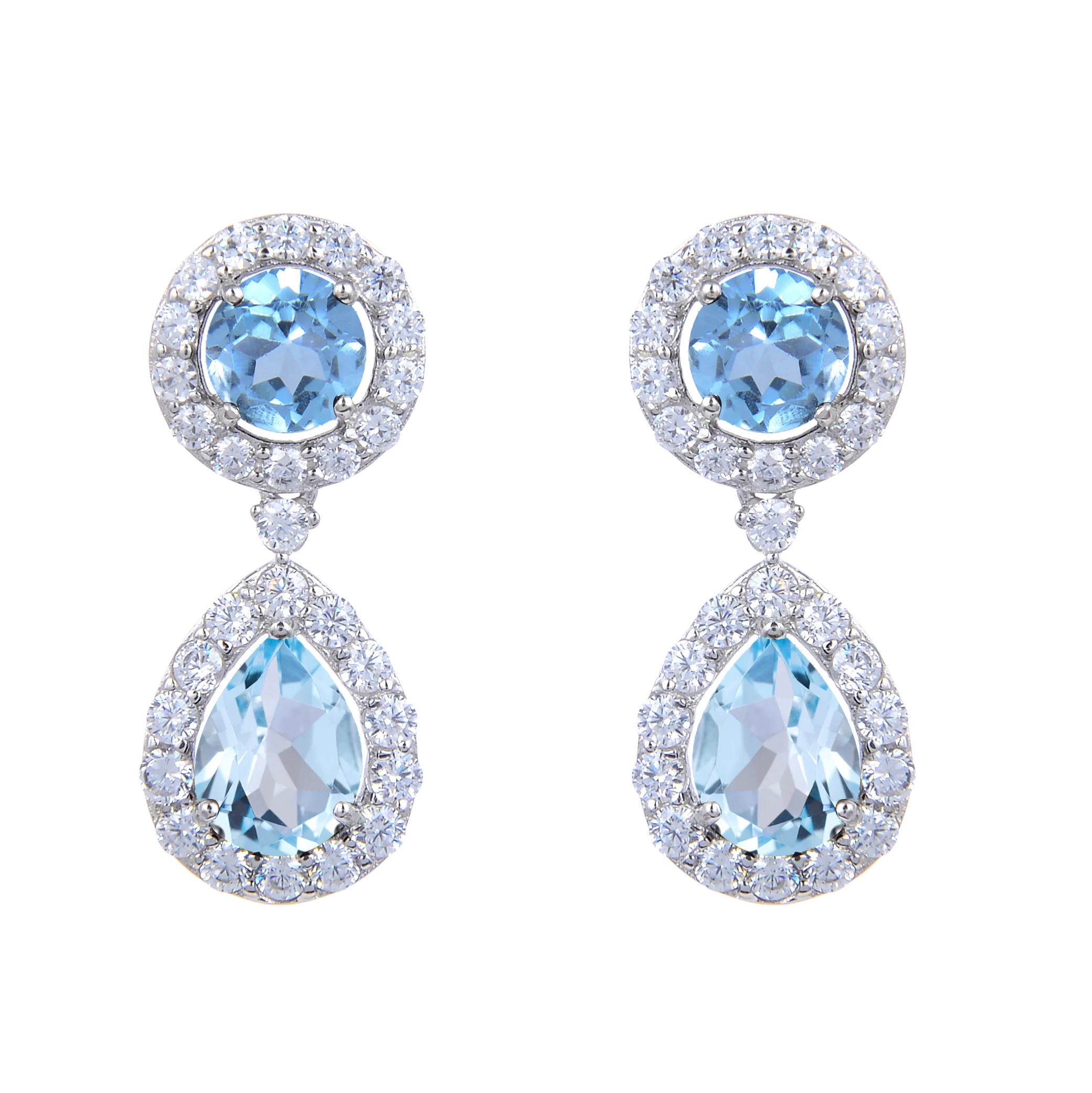 Hot Sale Jewellery Earrings for Woman Natural Sky Blue Topaz Solid 925 Silver Earrings Fashion Fine Earrings