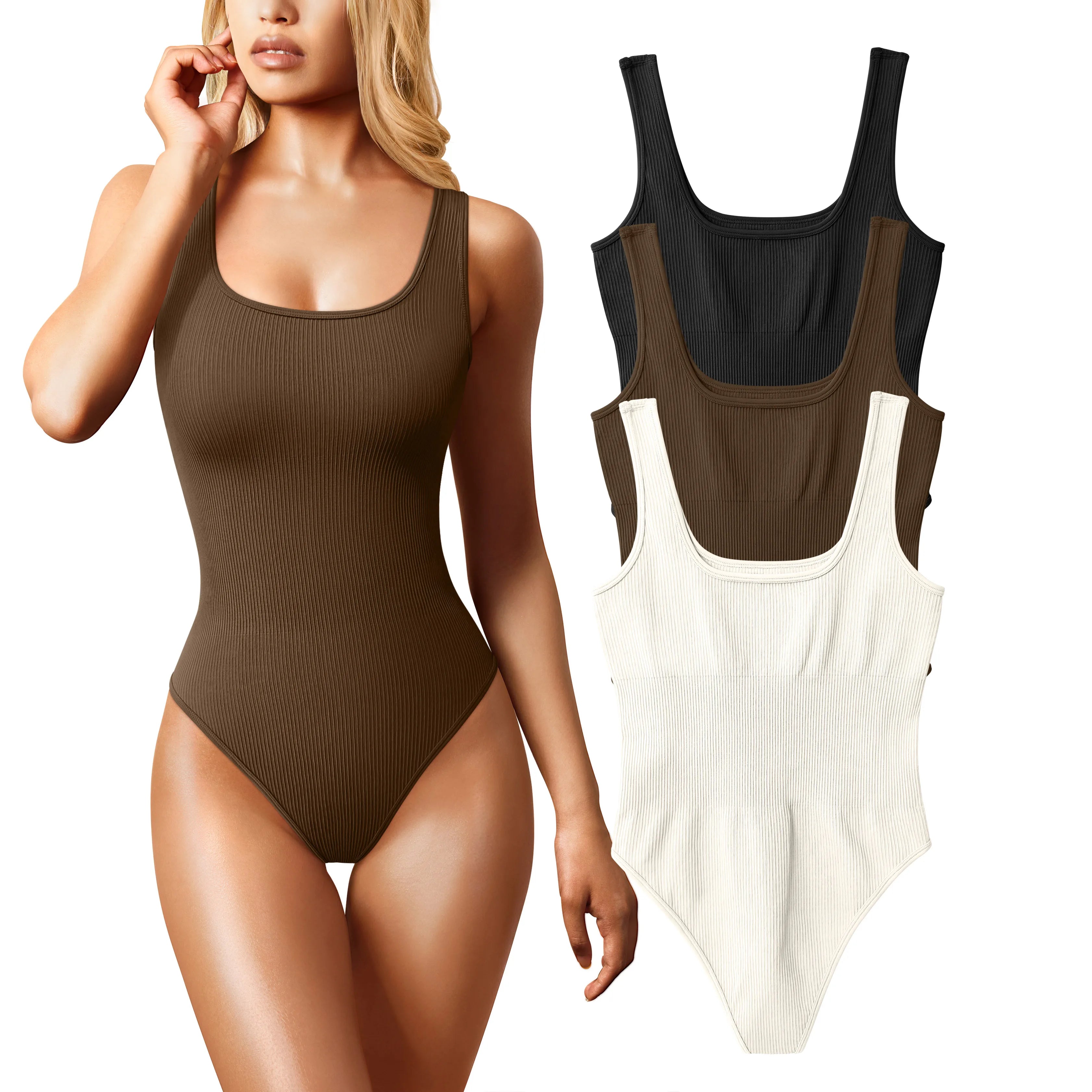 Factory Wholesale Spot Women's Yoga Rompers Ribbed One Piece Tummy Control Bodysuits