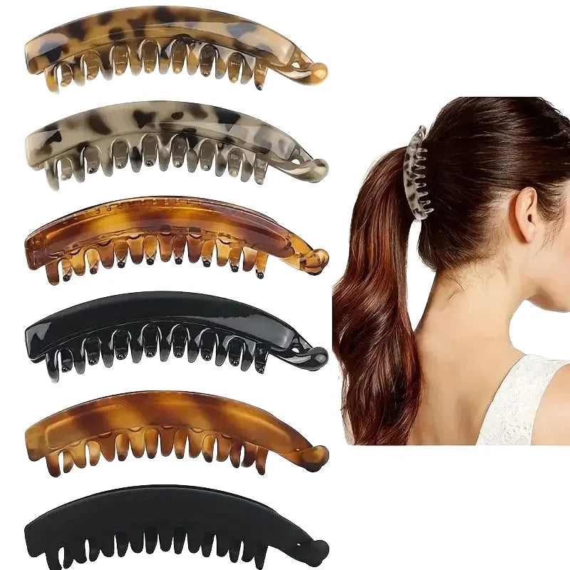 New 15cm High Korean Style Banana Vertical Clip Hairpin Simple Temperament Plastic Ponytail Buckle Claw Hairclip for Girls'