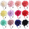 Wholesale Solid Color Chiffon Fabric Hairband for Girls Big Flower Design Hair Accessories