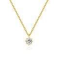 Classic Popular 925 Silver Gold Plated Solitaire Diamond Pendant Necklace 8 Claw with Clear Zircon Link Chain Necklace
