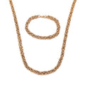 Mens Stainless Steel Jewelry Set Full Gold Plating Chain Bracelet Byzantium Chain Necklace Chain