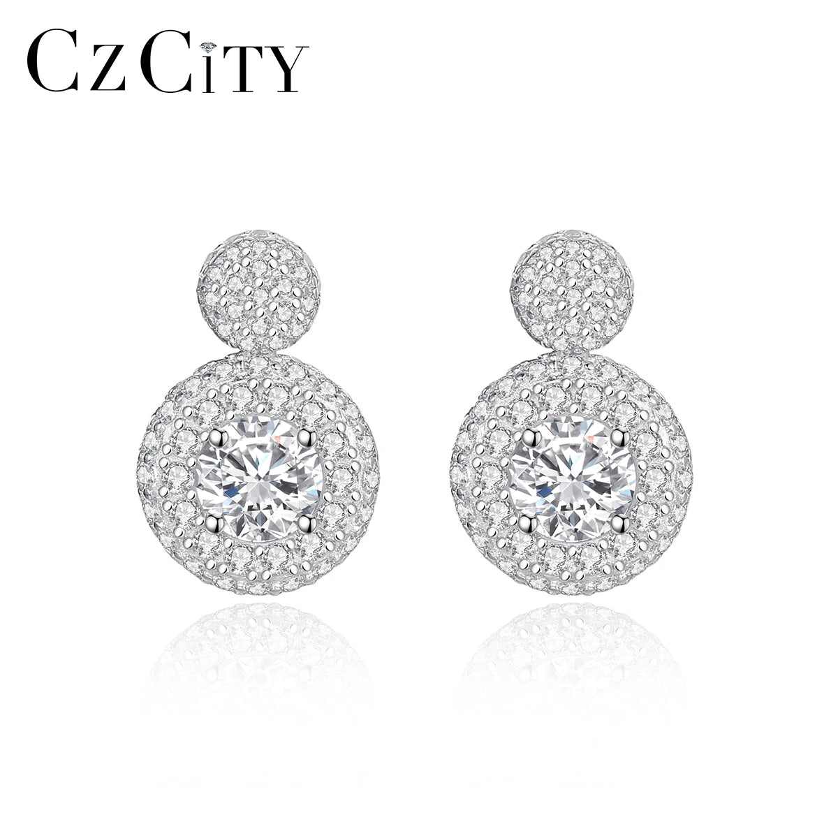 CZCITY Fine Jewelry Moissanite Earing Stud Woman Silver 925 Designer Sterling Latest Fashion Earrings