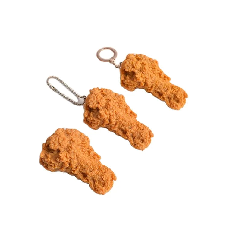 PVC Simulation Chicken Leg Chicken Wing Model Pendant Interesting Chicken Rice Flower French Fries Food Play Key Chain Pendant