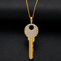 Wholesales Jewelry Gold Plated Key Shape Iced Out Pendant 925 Sterling Silver VVS D Color Moissanite Diamond Pendant Necklace