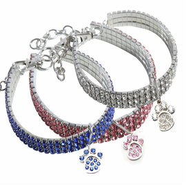 Stretch Exquisite Bling Elastic Bright Diamond Necklace Pet Collar Shiny Full Rhinestone Collar