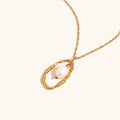 Minimalist Jewelry 18k Gold Plated Stainless Steel Hollow Irregular Oval Pearl Pendant Necklace