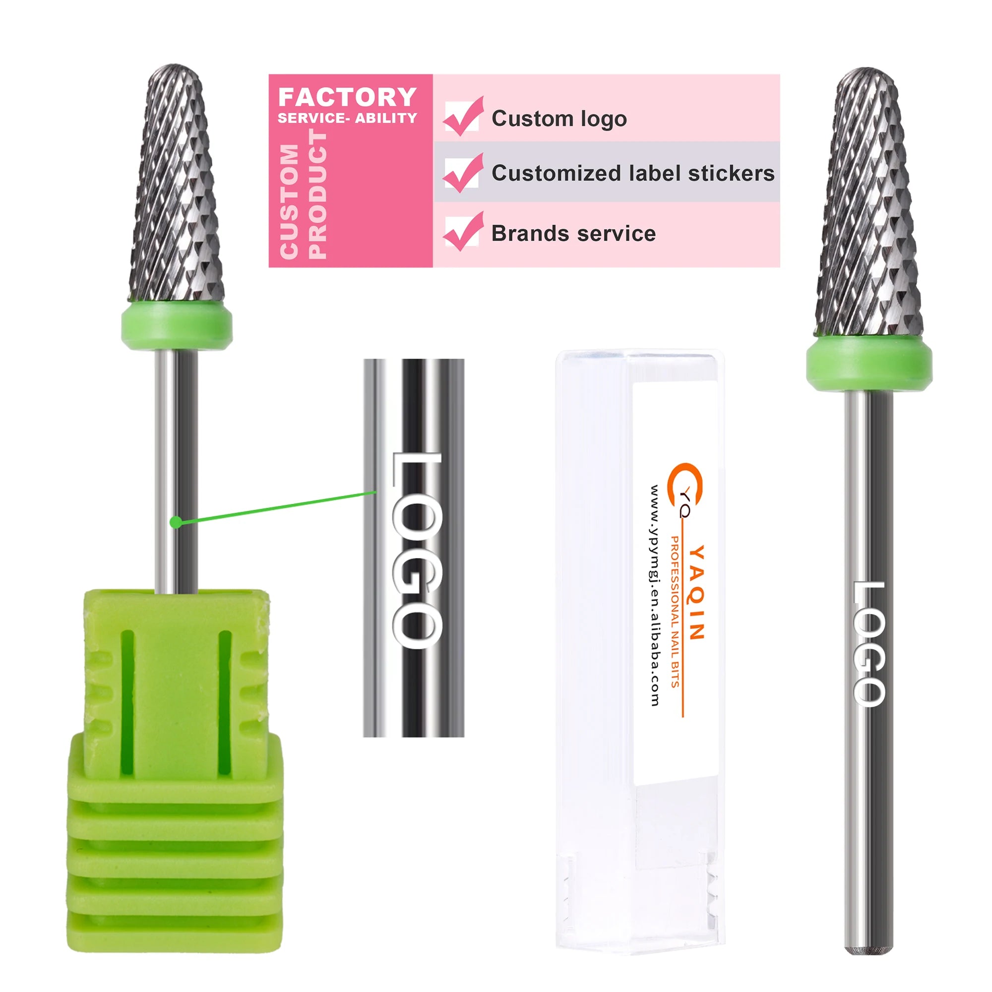New Gold Carbide Tapered Milling Cutter Manicure Remove Gel Long Drill Drill Bits for Nail