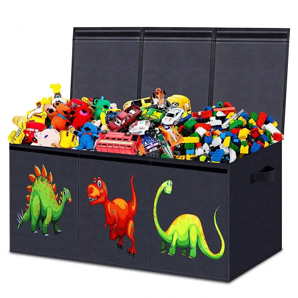 Foldable Toy Chest Bins Toy Storage Organizer Kids Collapsible Toy Storage Box with Flip-top Lid