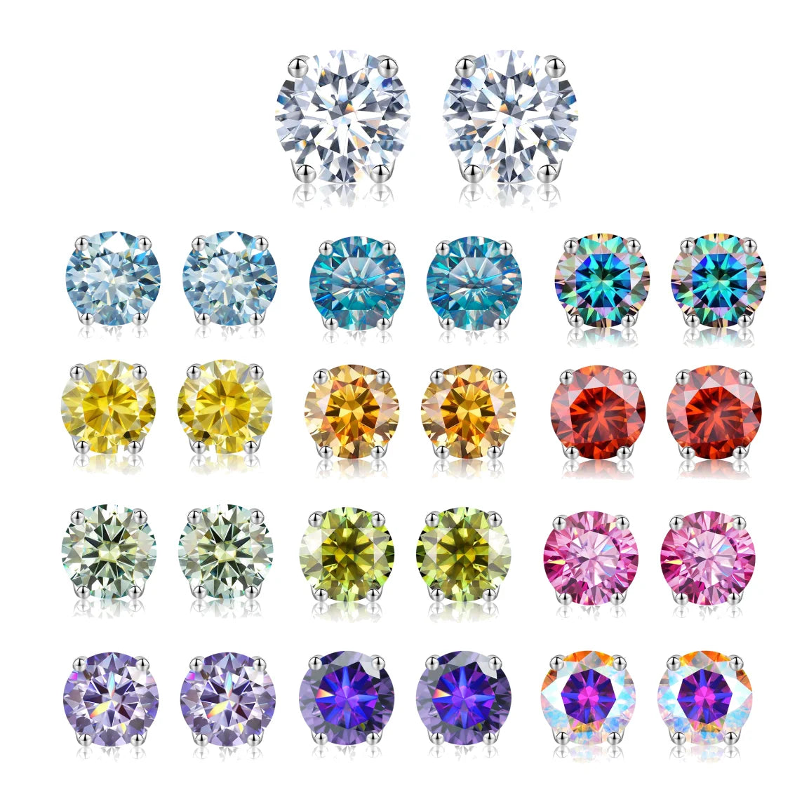 925 Sterling Silver 18k Gold Plated GRA Certified  0.5 1 CT Colored Diamond Moissanite Earring Wedding Jewelry for Women Men