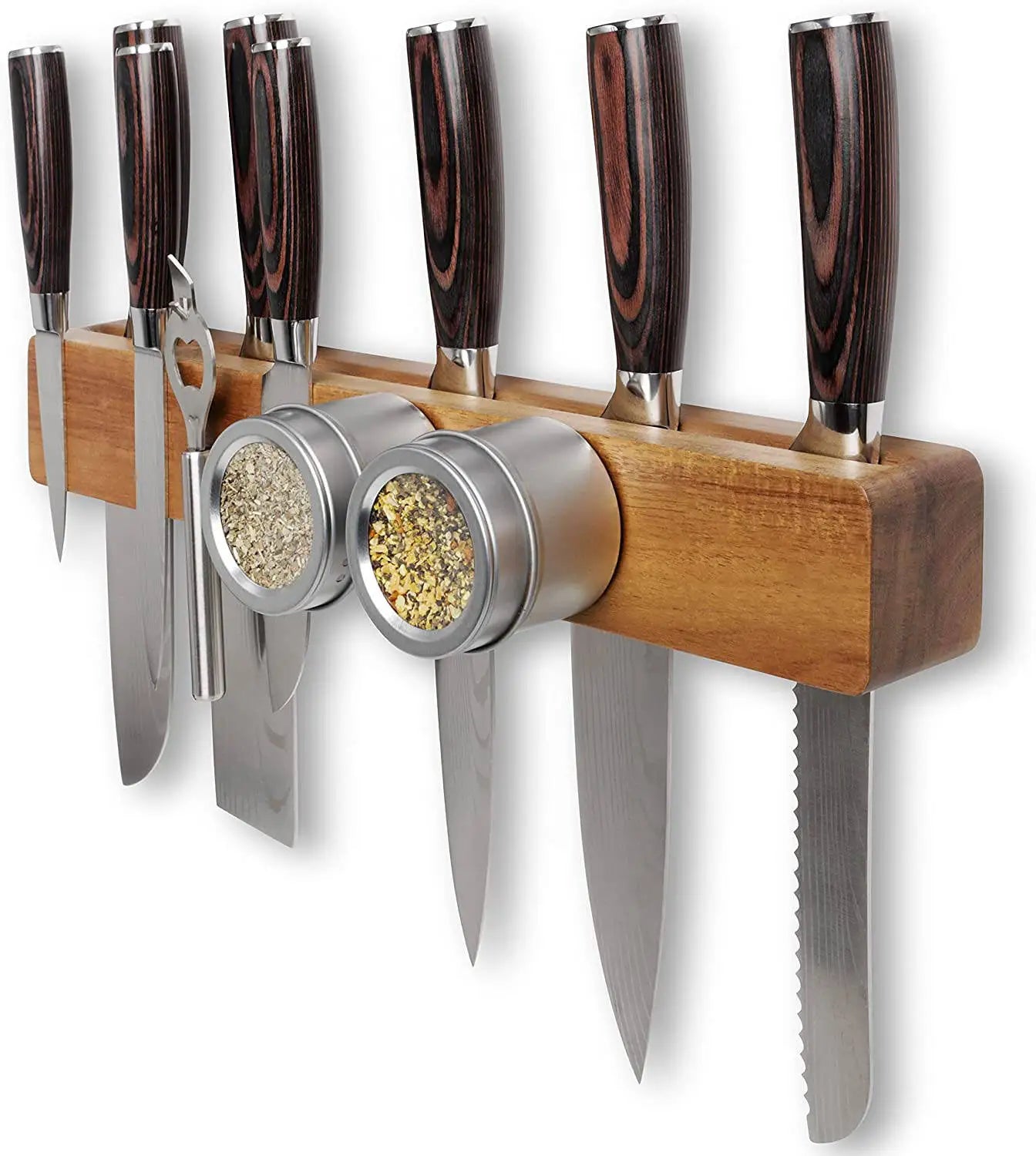 16 Inch Walnut Wood Magnetic Knife Strip for Wall Powerful Acacia Wood Knife Block Magnetic for Knives & Tool