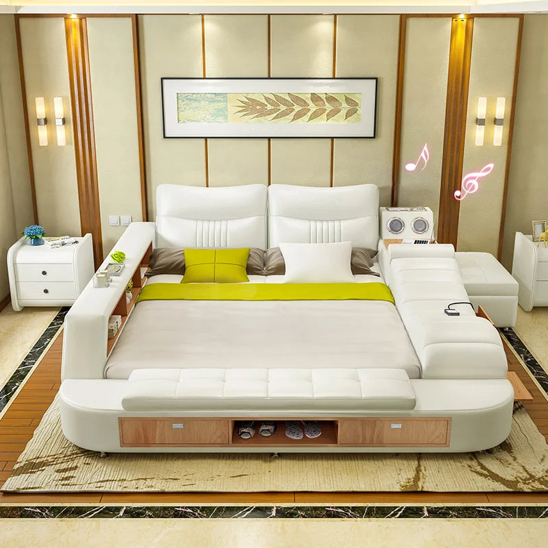 Multifunctional Bed Tatami Double Bed 1.8 Meters Modern Minimalist Master Bedroom Software Intelligent Massage Bed